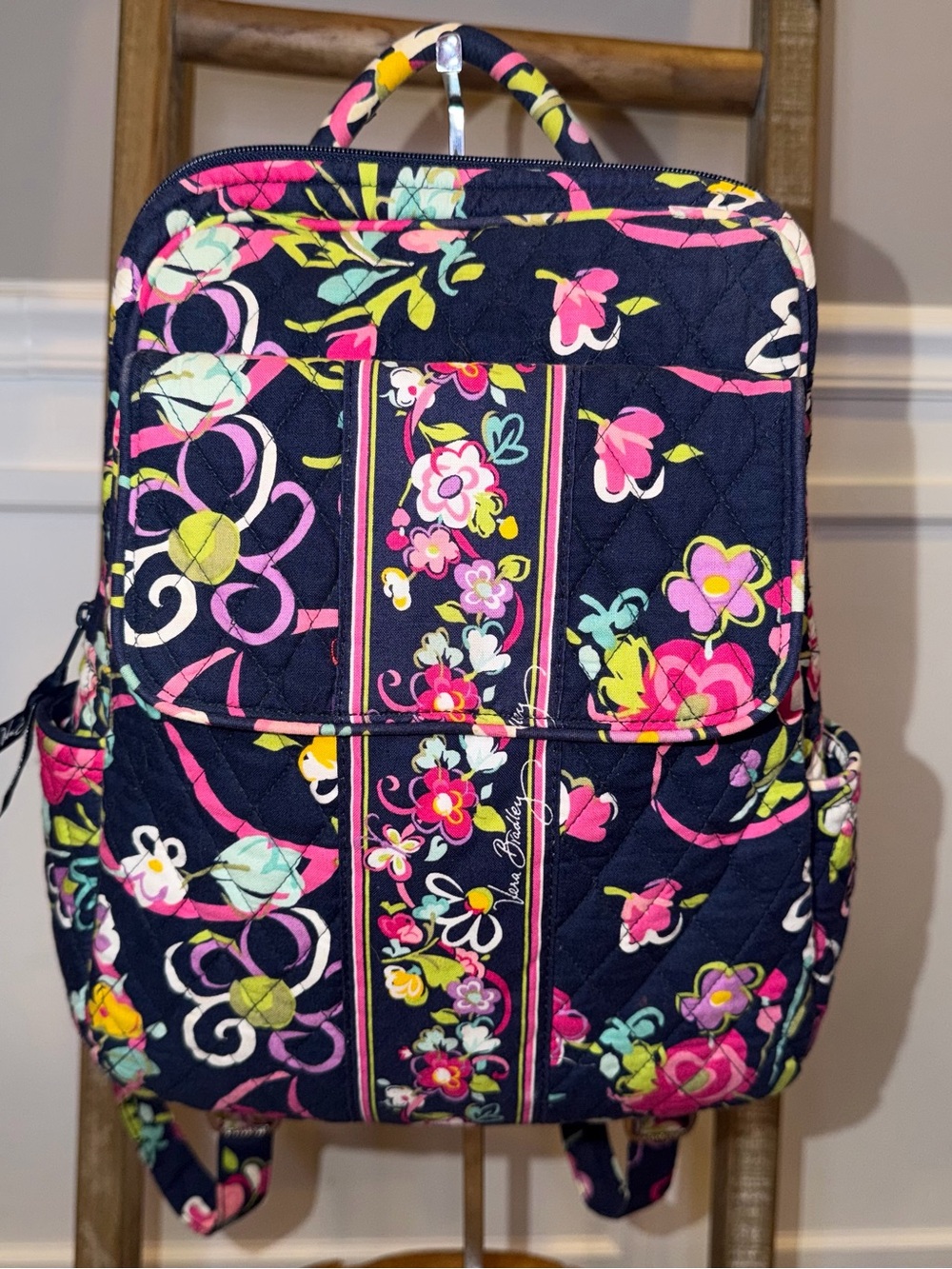 Vera Bradley Navy Floral Quilted Backpack